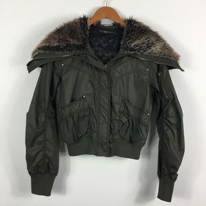 Anthropologie | Hazel light bomber jacket fur hood